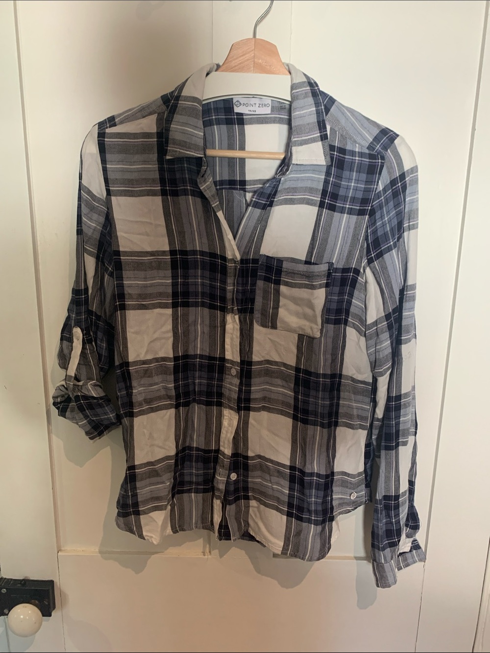 Point Zero Men's Black and White Plaid Button-Down Shirt